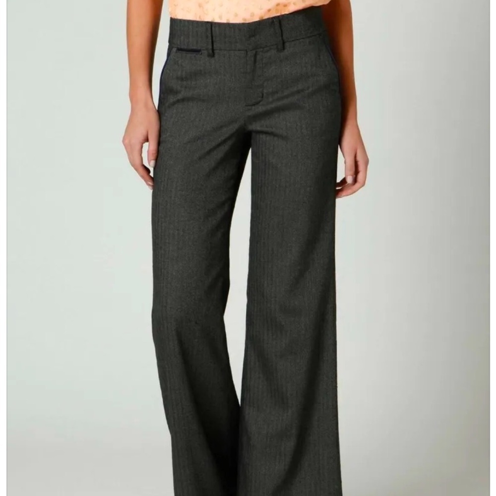 Anthropologie Cartonnier Herringbone Dark Gray Black Cuffed Pants 12